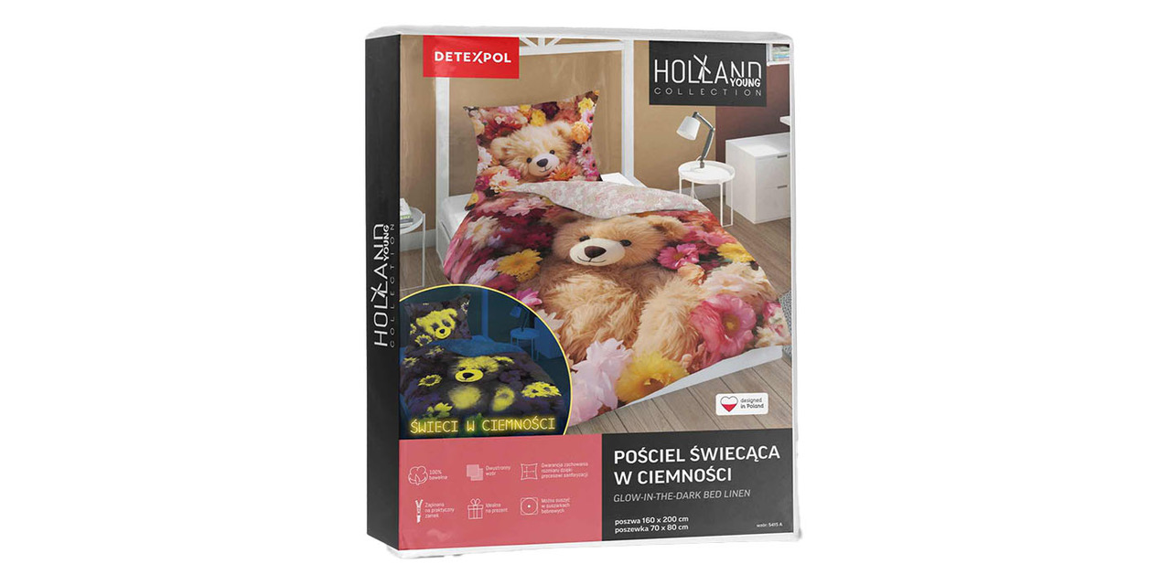 pościel 160x200 świecąca miś